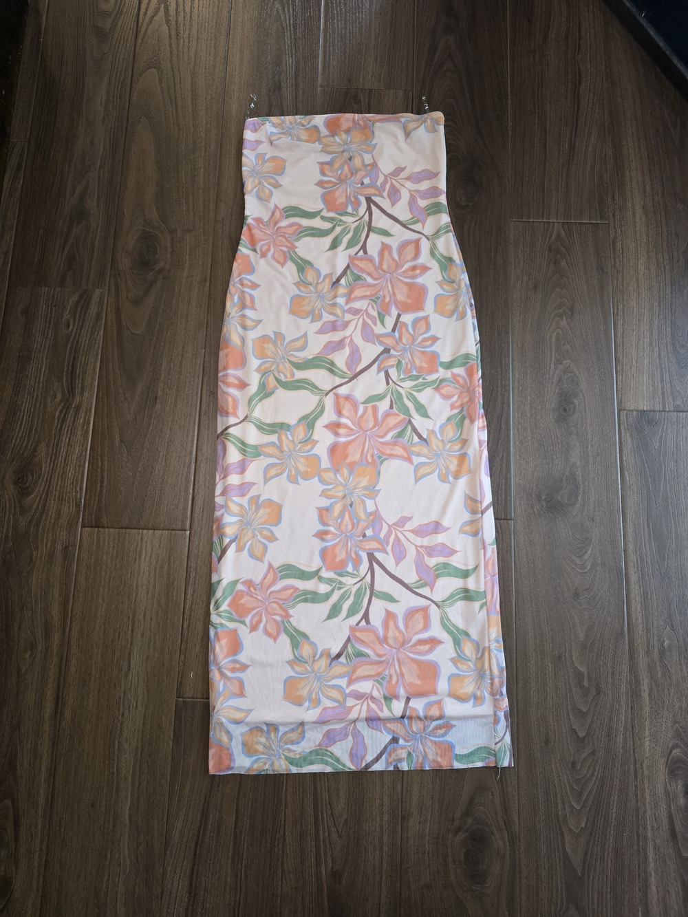 See You Monday Peach and Lavender Floral Backless Dress